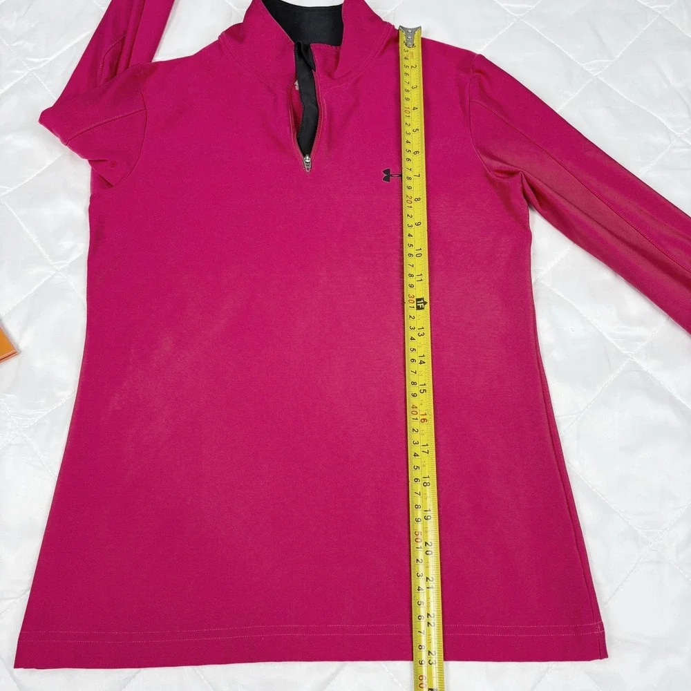 Under Armour Pink Quarter Zip Pullover Womens Medium Fitted Athletic - Picture 7 of 8